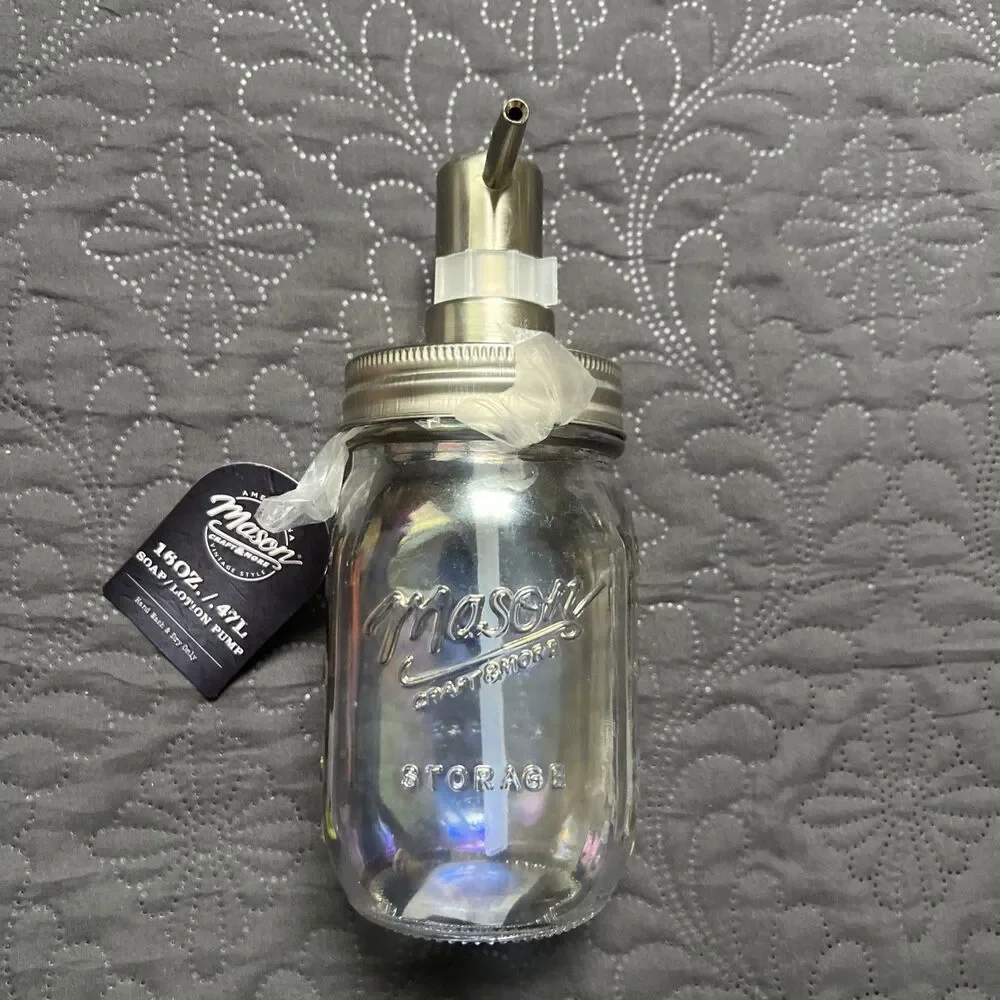 Mason Craft & More Soap/Lotion Pump Bottle Farmhouse Cottage Kitchen Bath 16 OZ